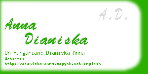 anna dianiska business card